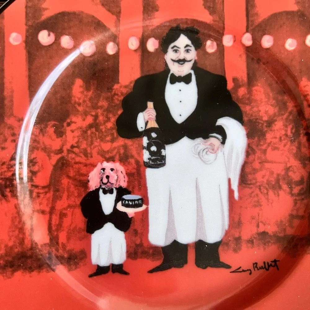 Williams Sonoma Guy Buffet Les Garcons Sommelier Waiter Salad/Dessert Plate Set5